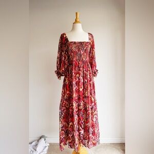 Fate Smocked Romantic Boho Maxi Dress – Size M